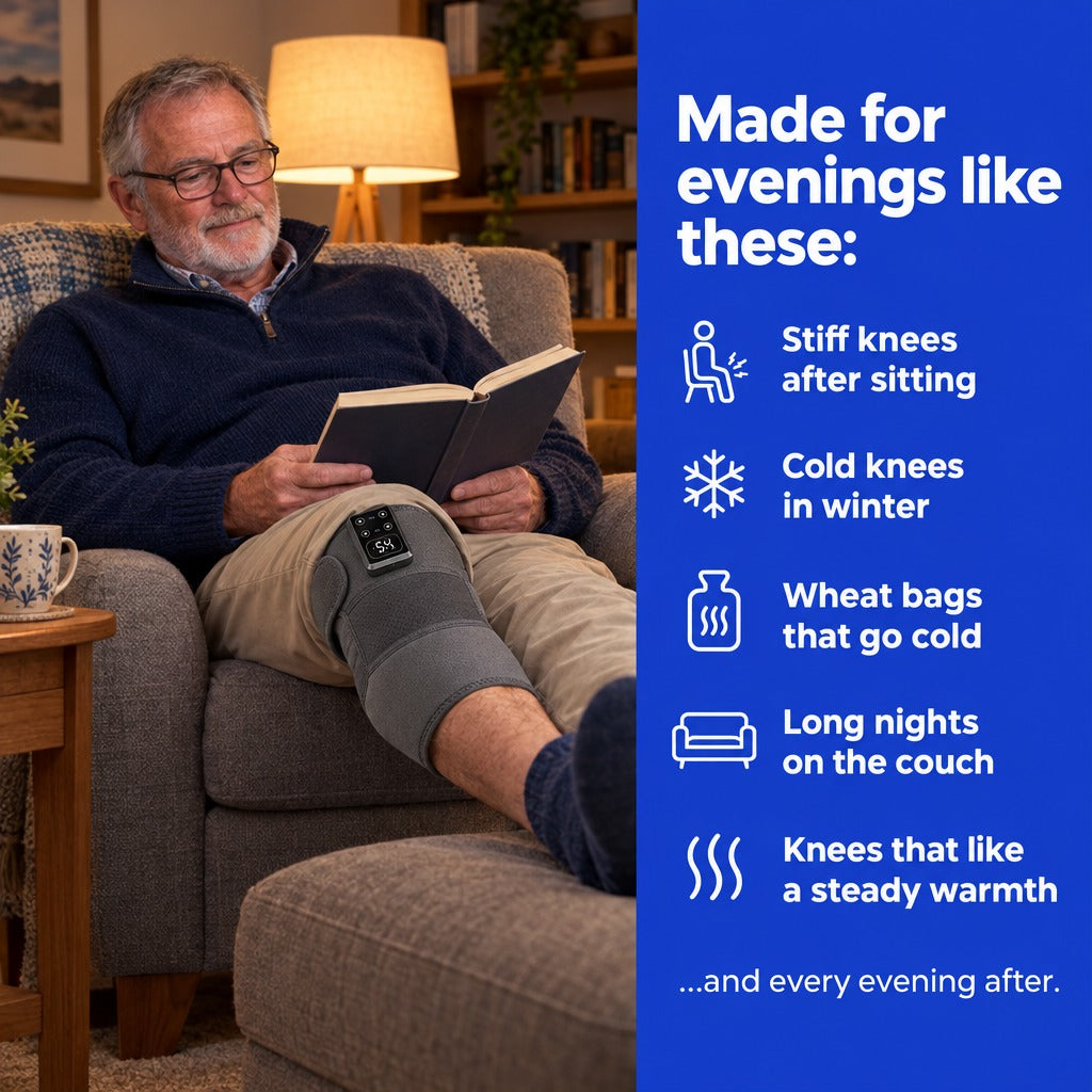 Made for evenings like these: stiff knees after sitting, cold knees in winter, wheat bags that go cold
