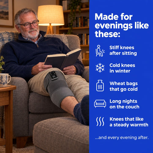 Made for evenings like these: stiff knees after sitting, cold knees in winter, wheat bags that go cold