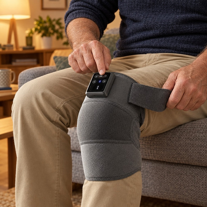 Step 2: wrap it around your knee, pull the straps snug and pick a level